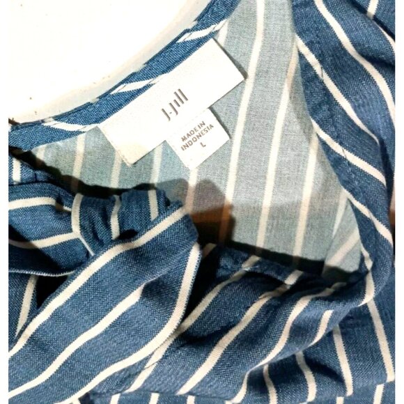 J Jill L Skirt Set Womens Matching Striped Sleeveless Pockets Button Cottagecore - Picture 7 of 10